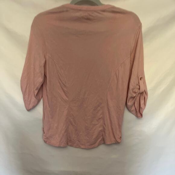Guess Roll Tab Y2K Womens Top Sz M Soft Pink Utility Modal Preppy Academia Comfy - Picture 6 of 11